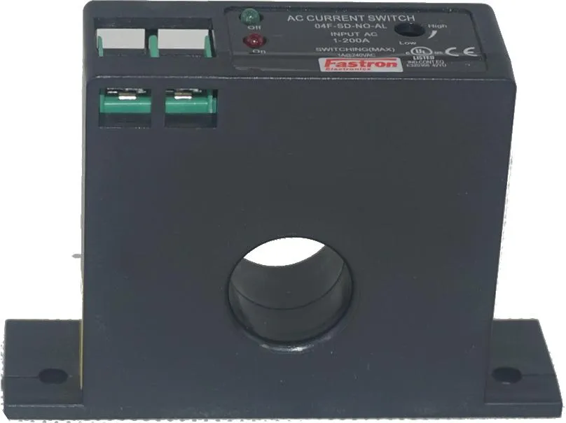 16F-SD-NC-AL, AC Current Switch, Multirange 1-10A, 10-50A, 50-200Amp, Self Powered, 10% Accuracy, 0.5  /-0.2 Minimum ThreshholdAverage RMS Current Sensing, Normally Open Contacts, 0.3Amp @ 135VAC/DC Adjustable Trip