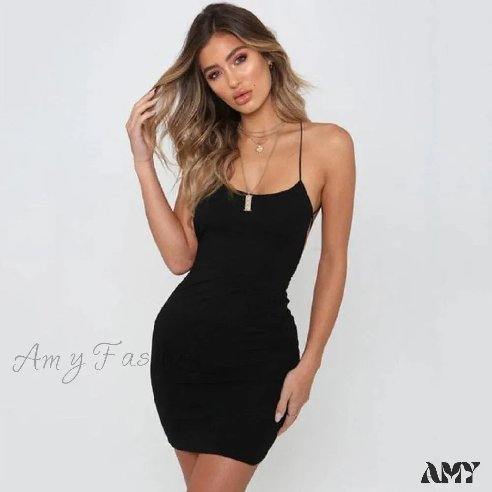 Amy Fashion - Sleeveless Bodycon Fashion Party Mini Dress