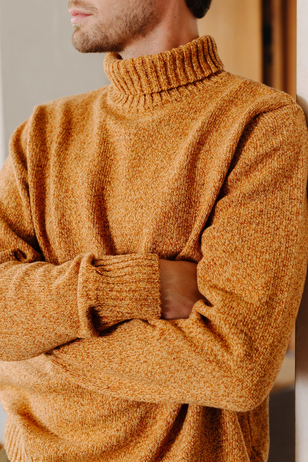 Apricot Melange Roll Neck Jumper