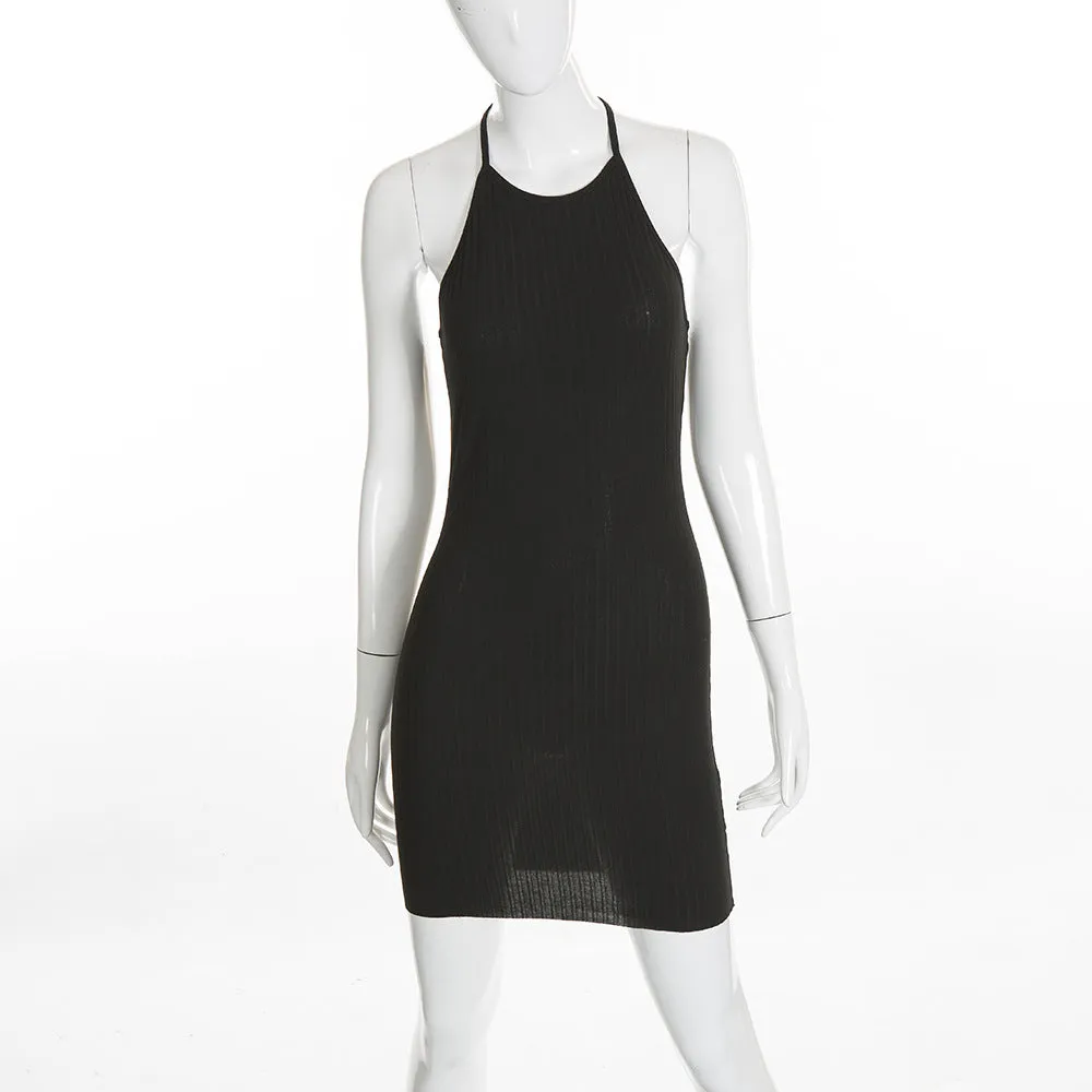 Club Backless Spaghetti Strap Summer Elastic Bodycon Party Mini Dress