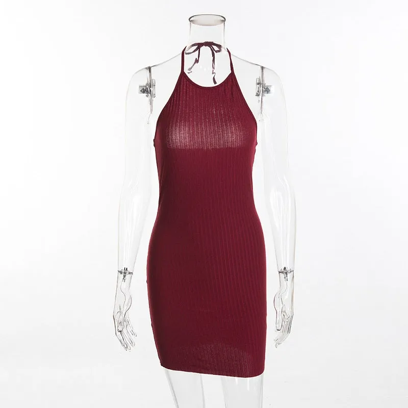 Club Backless Spaghetti Strap Summer Elastic Bodycon Party Mini Dress