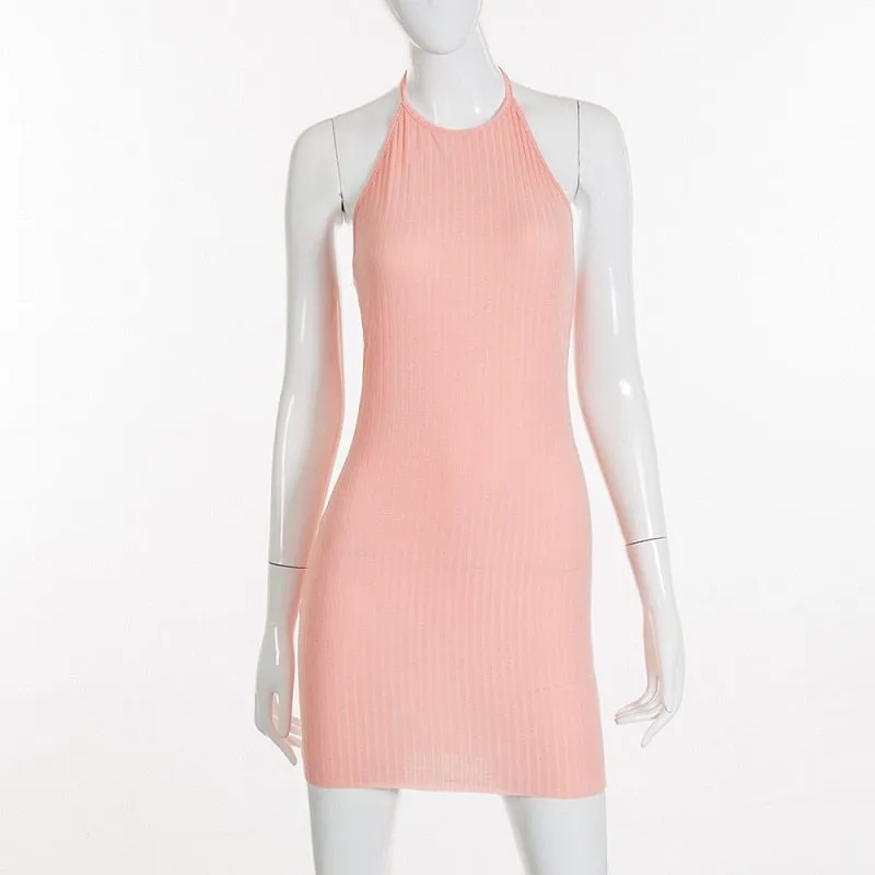 Club Backless Spaghetti Strap Summer Elastic Bodycon Party Mini Dress