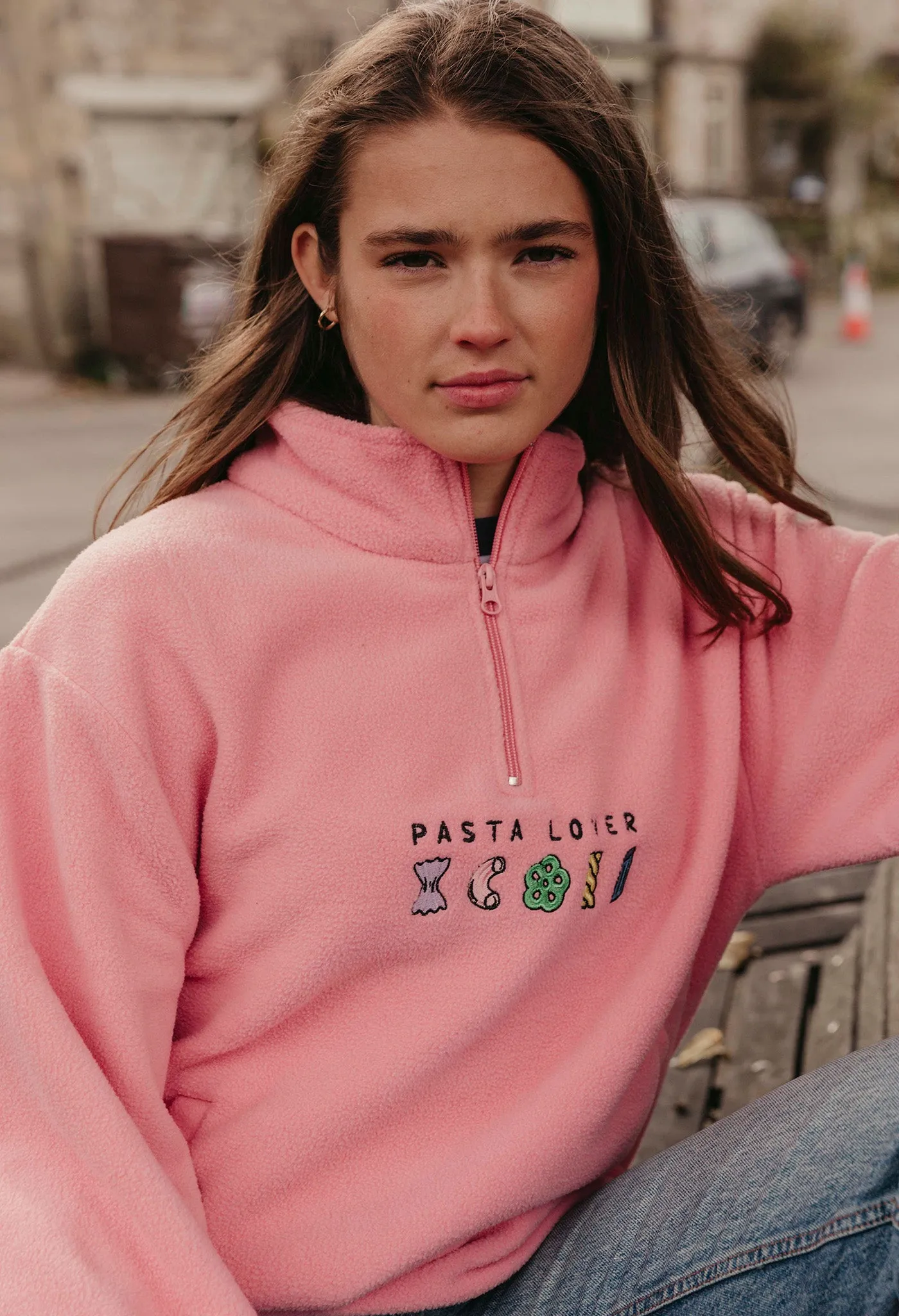 Pasta Lover Recycled Polyester Quarter Zip Fleece